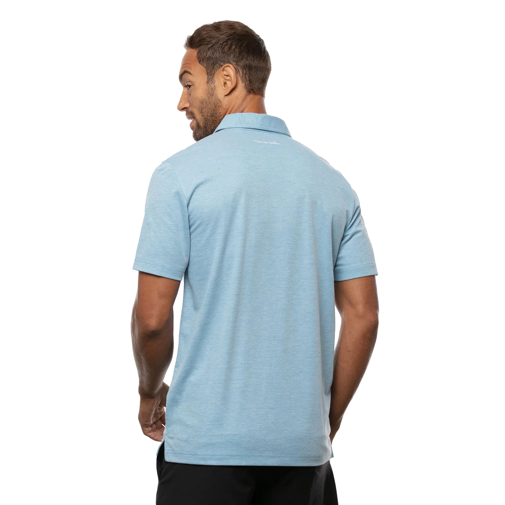 TravisMathew Cabana Heather Heritage Blue Mens Golf Polo - Image 2