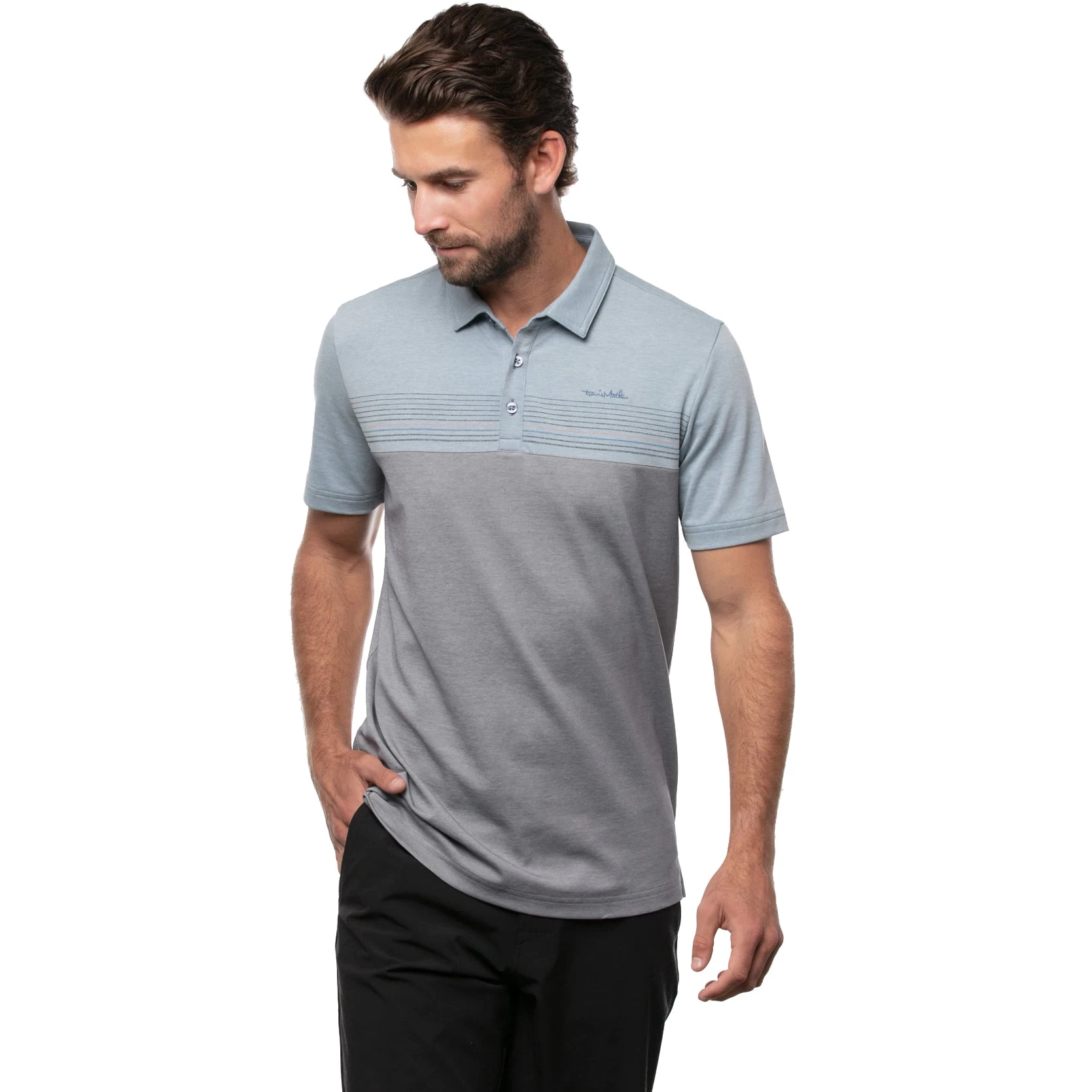 TravisMathew A Soiree Sight Heather Federal Blue Mens Golf Polo