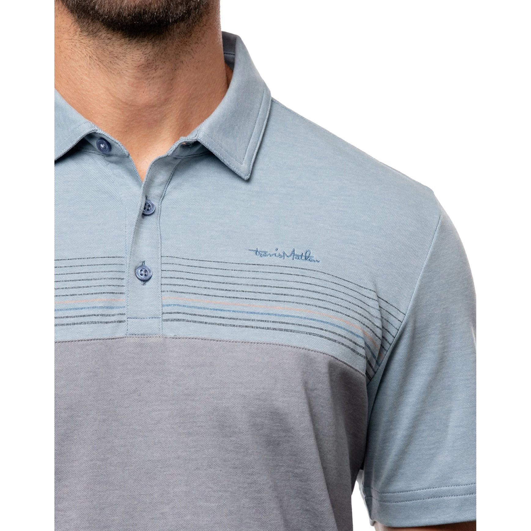 TravisMathew A Soiree Sight Heather Federal Blue Mens Golf Polo - Image 2