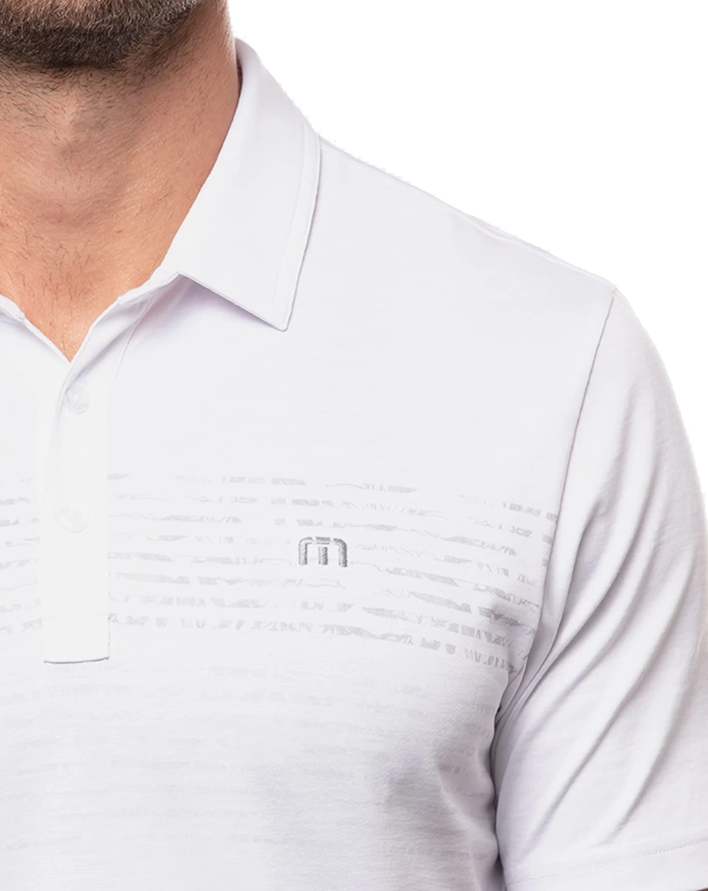 TravisMathew Balmy Breeze White Mens Golf Polo - Image 3