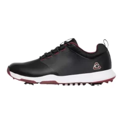 TravisMathew Men's The Ringer Spiked Golf Shoe - Black/ Ruby Wine
